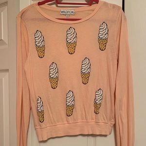 Wildfox Ice Cream Cone Graphic Long Sleeve Tee